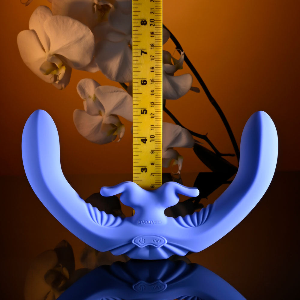 Evolved LOVEBIRDS - Purple 20.8 cm USB Rechargeable Double-Ended Rabbit Vibrator with Remote - EN-RS-6015-2