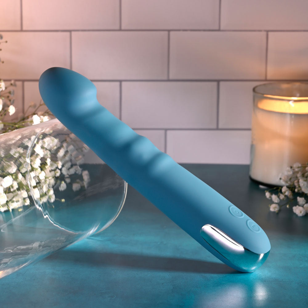 Evolved QUEEN OF ALL TRADES - Blue 22.6 cm USB Rechargeable Thrusting & Rotating Vibrator - EN-RS-6305-2