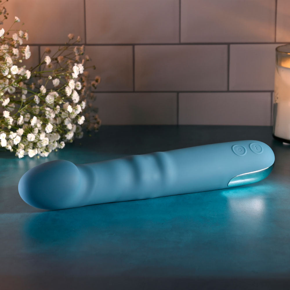 Evolved QUEEN OF ALL TRADES - Blue 22.6 cm USB Rechargeable Thrusting & Rotating Vibrator - EN-RS-6305-2