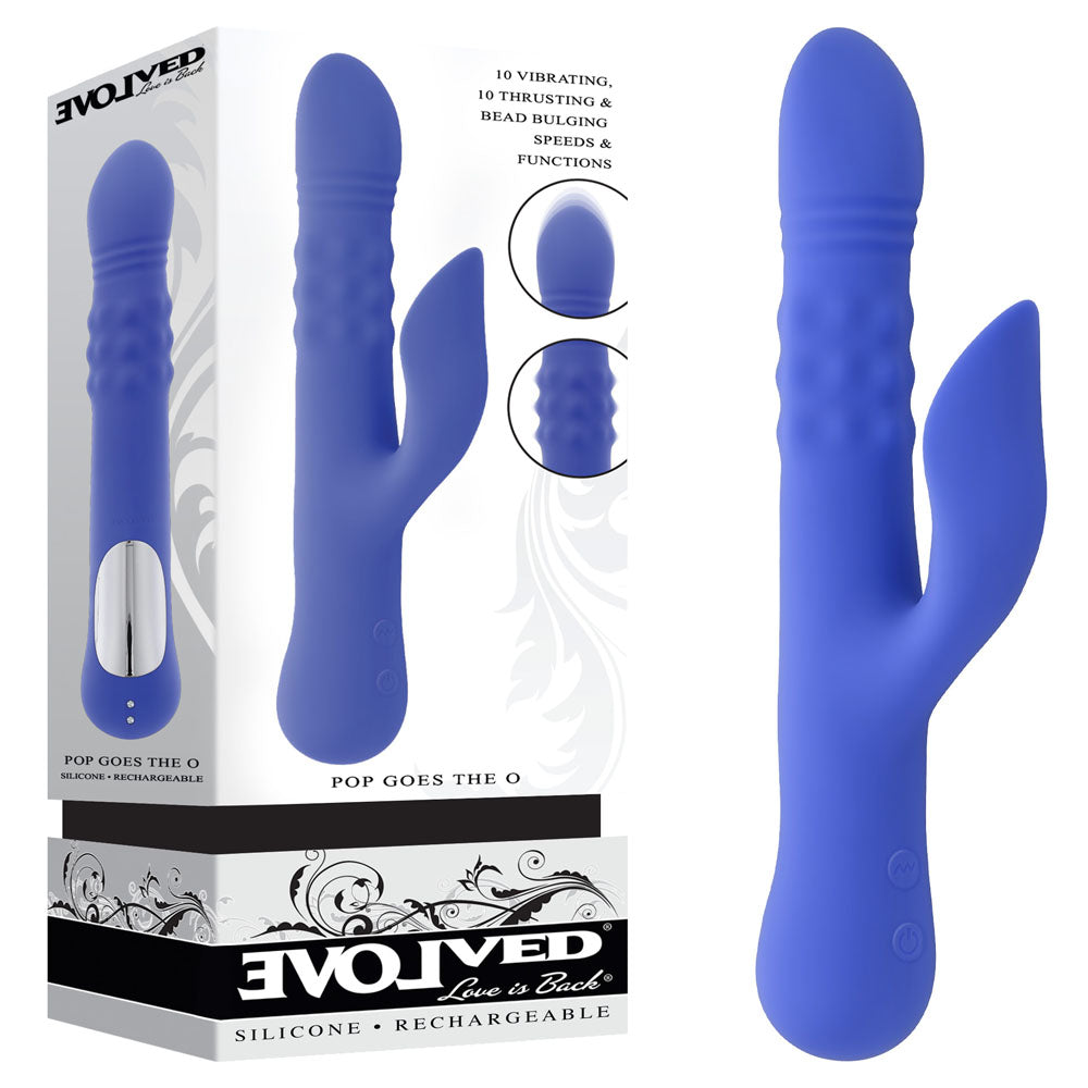 Evolved POP GOES THE O - Purple 24.7 cm USB Rechargeable Thrusting & Bulging Rabbit Vibrator - EN-RS-6510-2