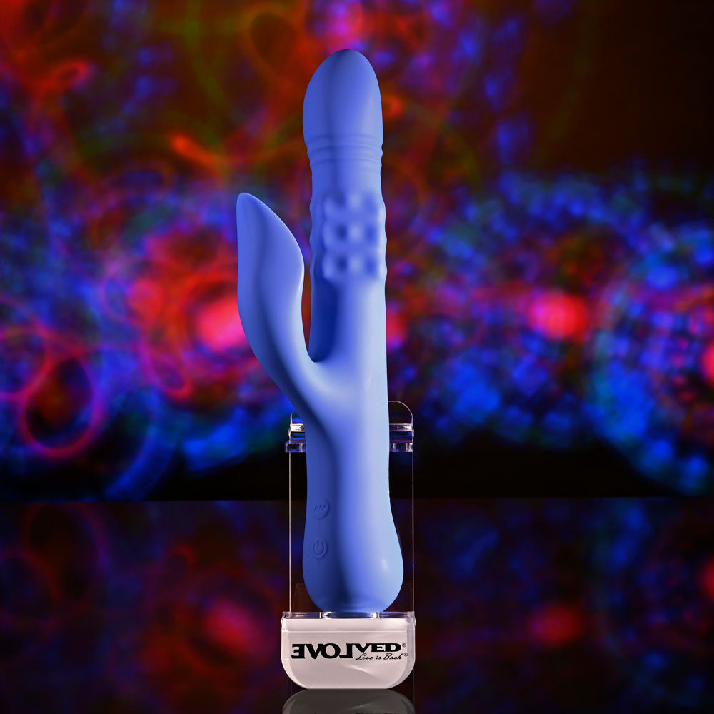 Evolved POP GOES THE O - Purple 24.7 cm USB Rechargeable Thrusting & Bulging Rabbit Vibrator - EN-RS-6510-2