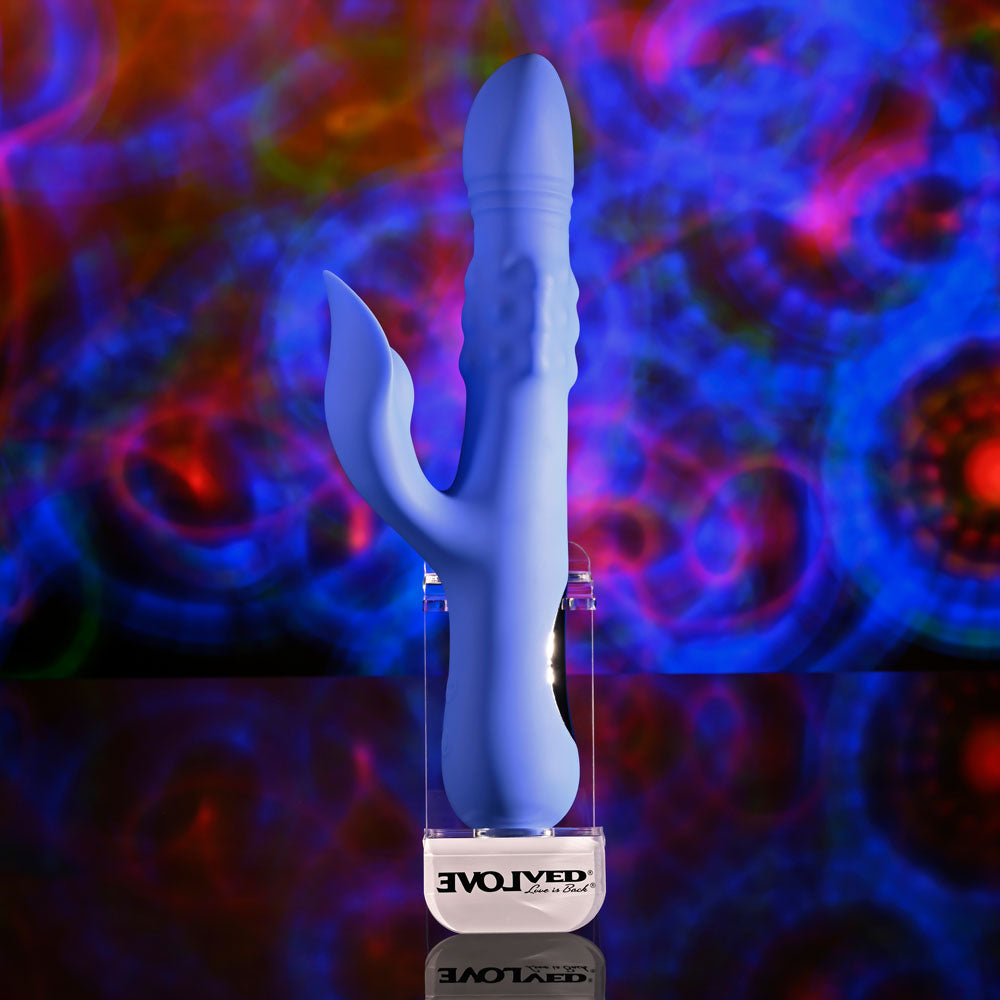 Evolved POP GOES THE O - Purple 24.7 cm USB Rechargeable Thrusting & Bulging Rabbit Vibrator - EN-RS-6510-2