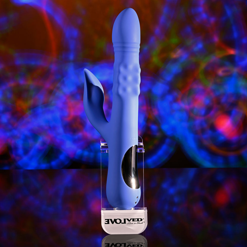 Evolved POP GOES THE O - Purple 24.7 cm USB Rechargeable Thrusting & Bulging Rabbit Vibrator - EN-RS-6510-2