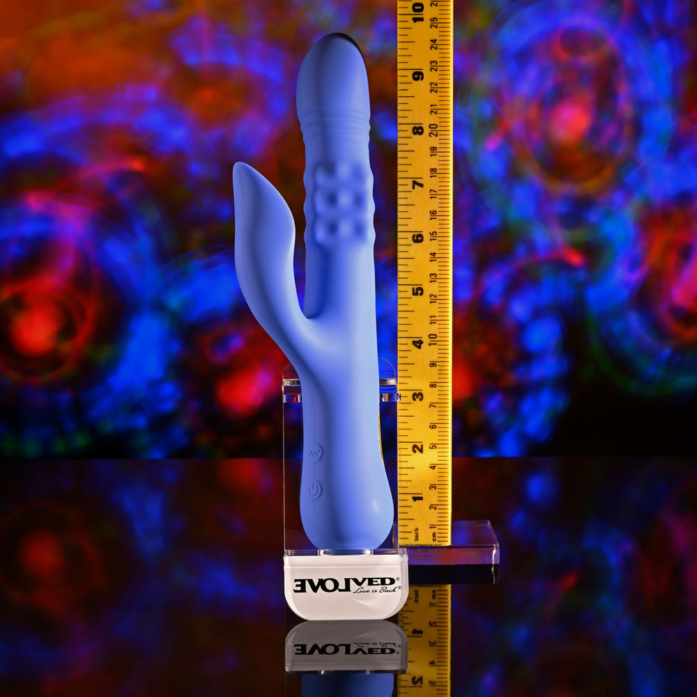 Evolved POP GOES THE O - Purple 24.7 cm USB Rechargeable Thrusting & Bulging Rabbit Vibrator - EN-RS-6510-2