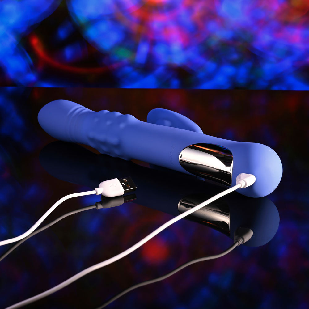 Evolved POP GOES THE O - Purple 24.7 cm USB Rechargeable Thrusting & Bulging Rabbit Vibrator - EN-RS-6510-2