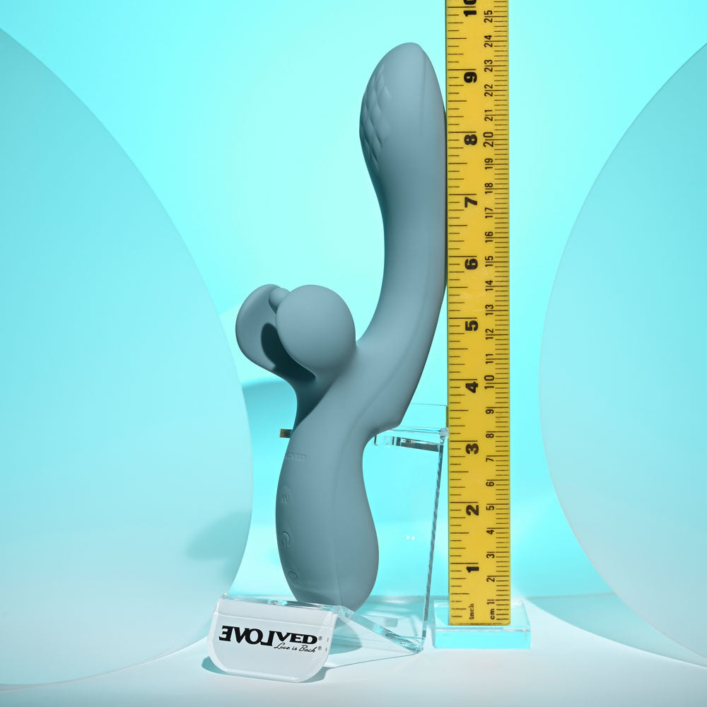 Evolved TAKE YOUR FLICK - Grey 24.1 cm USB Rechargeable Vibrator with Flicking Clitoral Stimulator - EN-RS-6541-2