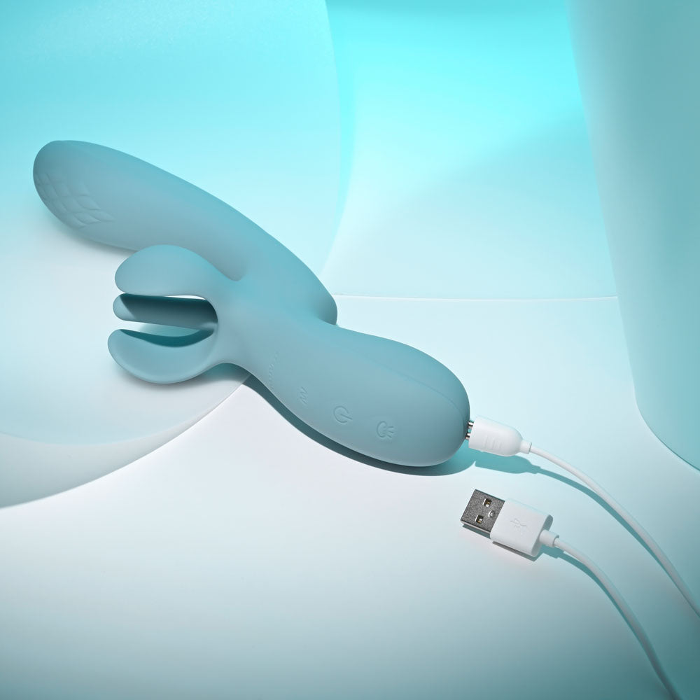Evolved TAKE YOUR FLICK - Grey 24.1 cm USB Rechargeable Vibrator with Flicking Clitoral Stimulator - EN-RS-6541-2