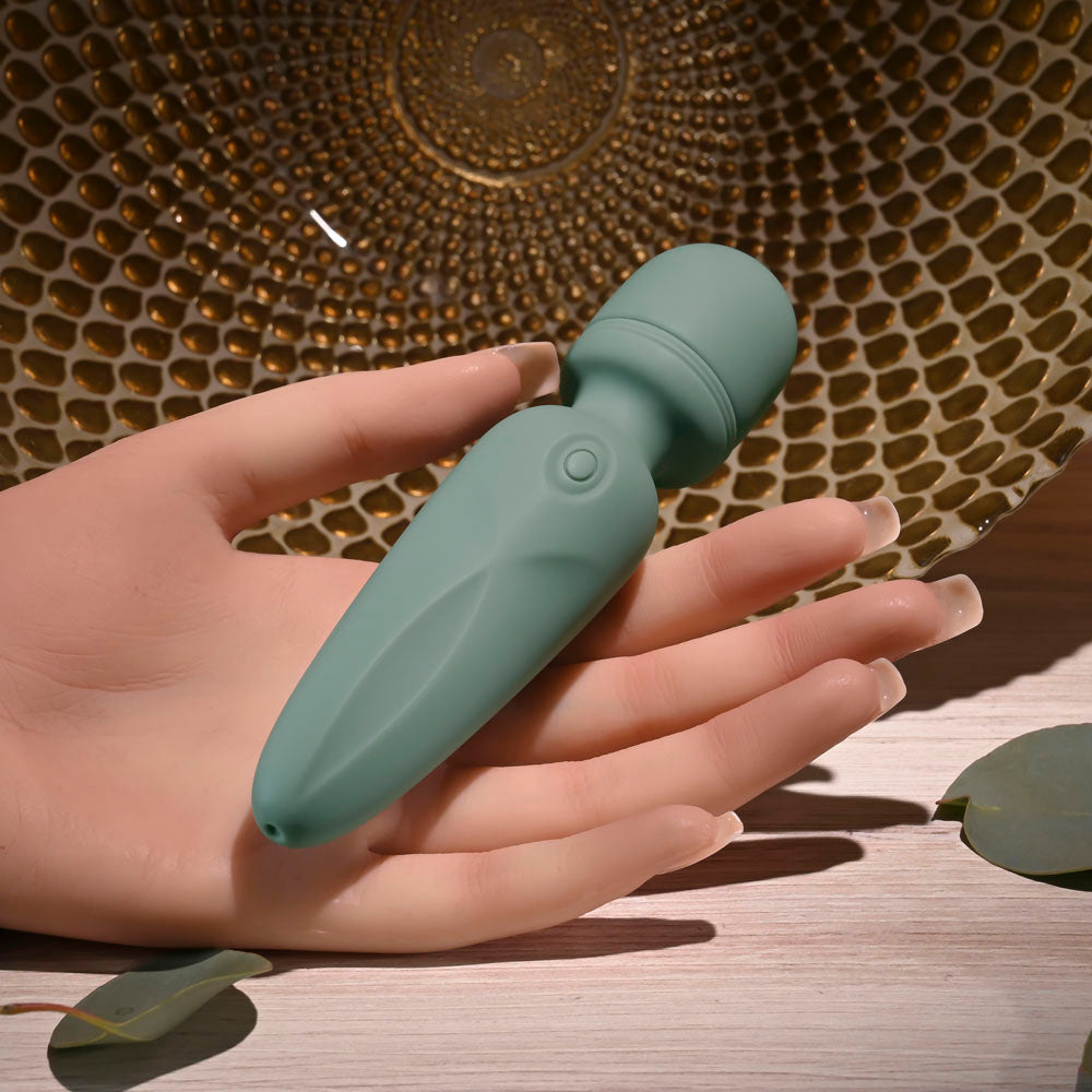 Evolved RUMBLE WAND - Olive Green 13.4 USB Rechargeable Mini Massage Wand - EN-RS-6848-2