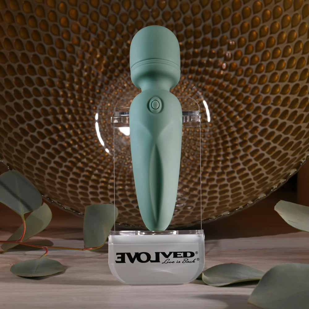 Evolved RUMBLE WAND - Olive Green 13.4 USB Rechargeable Mini Massage Wand - EN-RS-6848-2