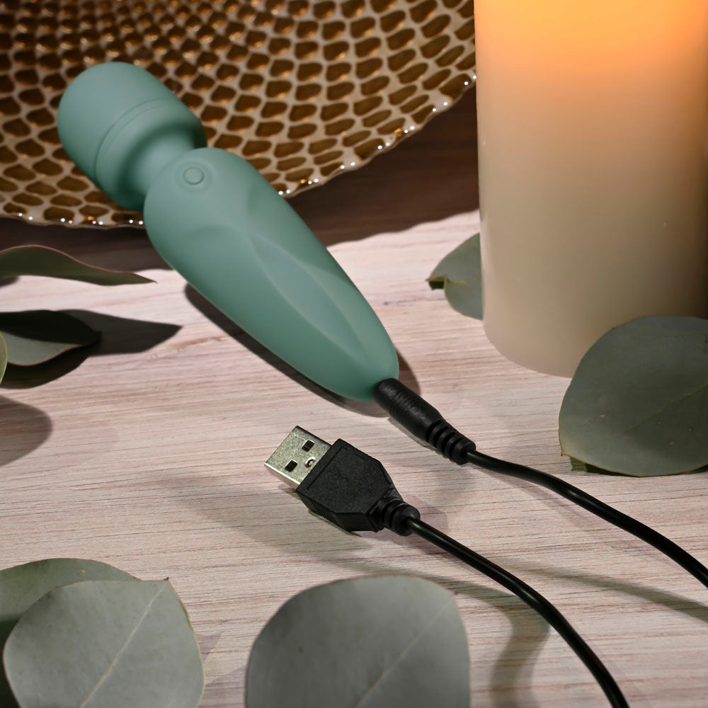 Evolved RUMBLE WAND - Olive Green 13.4 USB Rechargeable Mini Massage Wand - EN-RS-6848-2