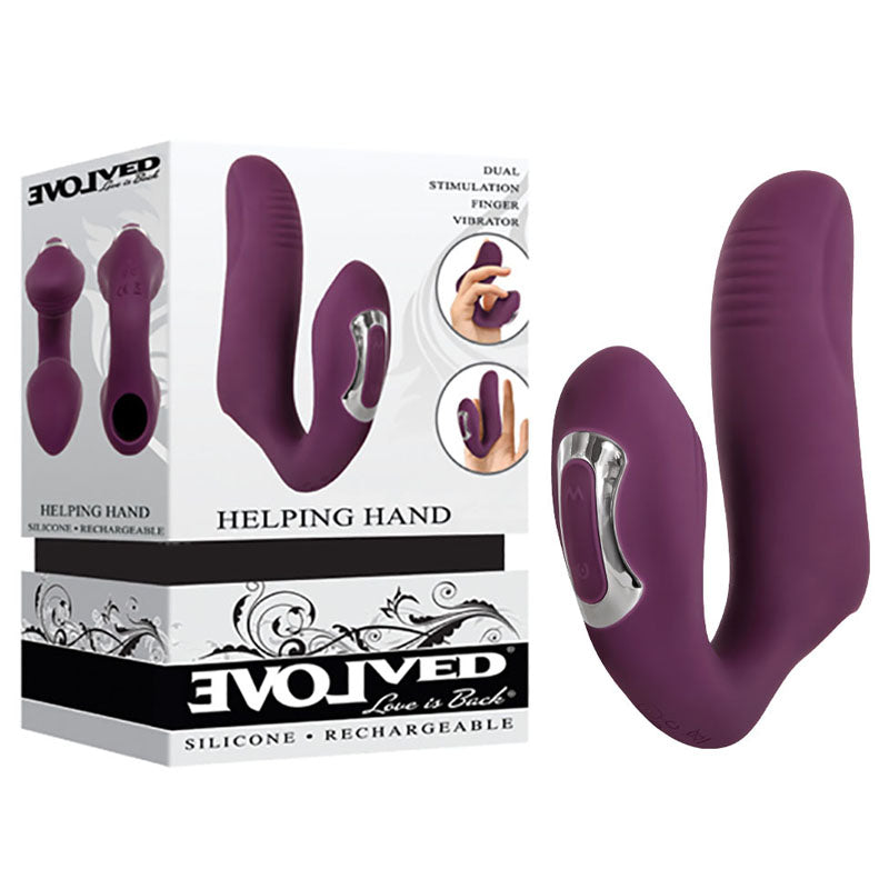 Evolved Helping Hand - Purple USB Rechargeable Dual Finger Stimulator - EN-RS-7747-2