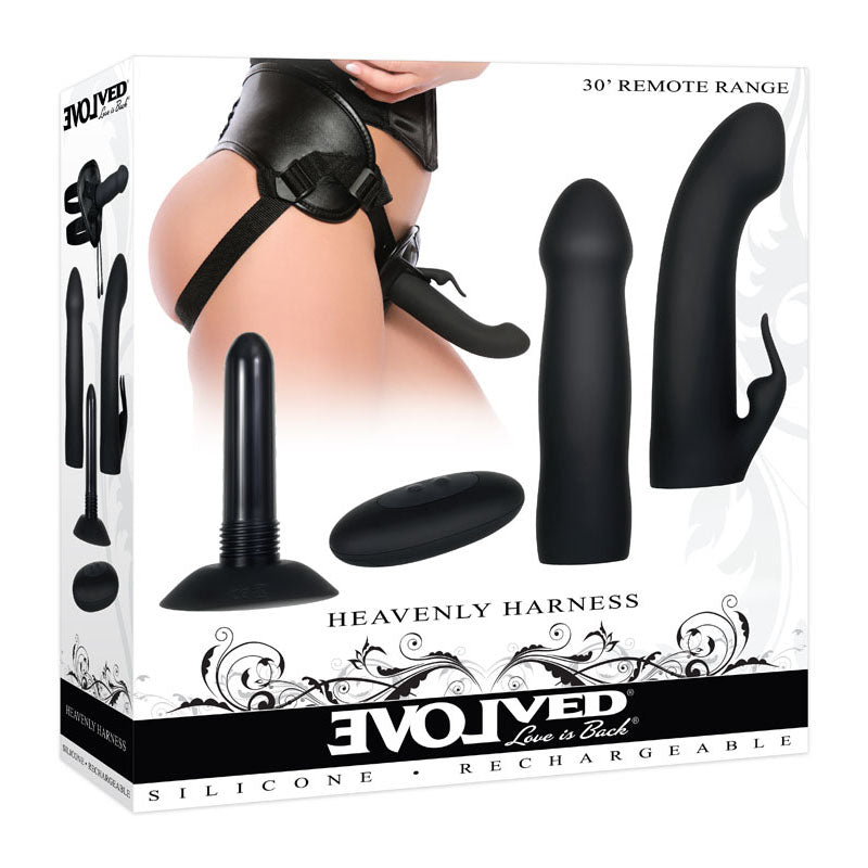 Evolved HEAVENLY HARNESS - Black USB Rechargeable Strap-On Kit - EN-RS-8478-2