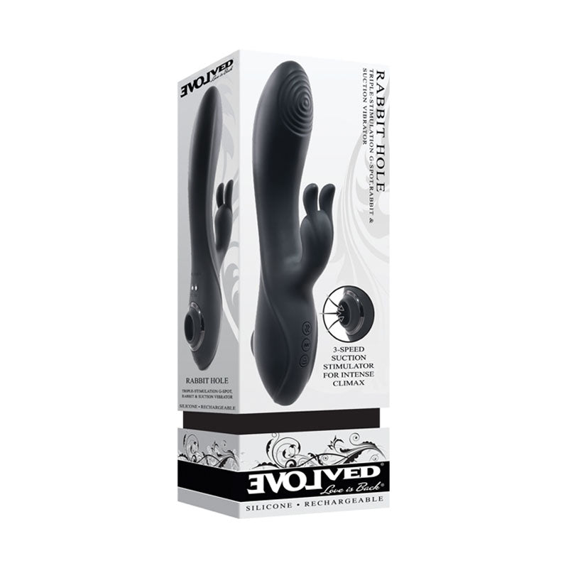 Evolved RABBIT HOLE - Black 21.2 cm USB Rechargeable Rabbit Vibrator - EN-RS-8805-2