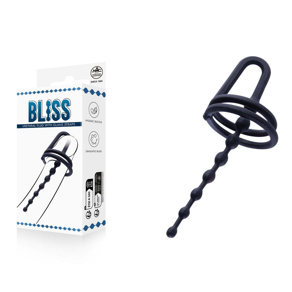 Bliss - Black Urethral Plug with Glans Ring - F06R056A00-010