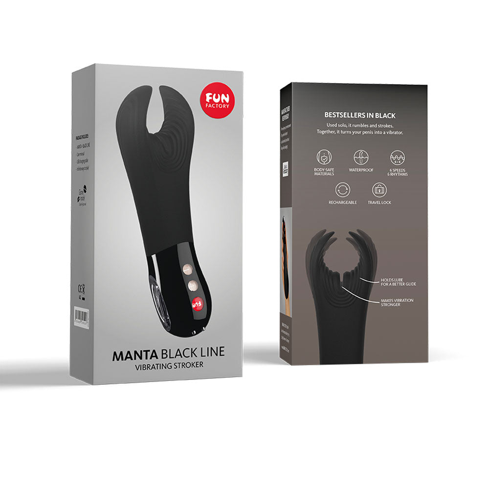 Fun Factory MANTA black - Black 18 cm USB Rechargeable Mens & Couples Vibrator - FF000873BK01
