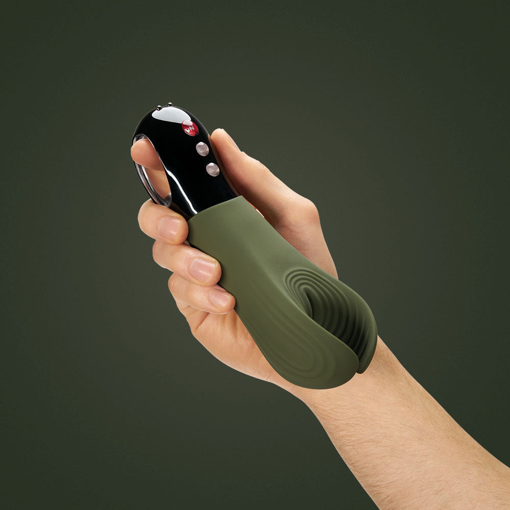 Fun Factory MANTA moss green-black - Moss Green 18 cm USB Rechargeable Mens & Couples Vibrator - FF000873DG01