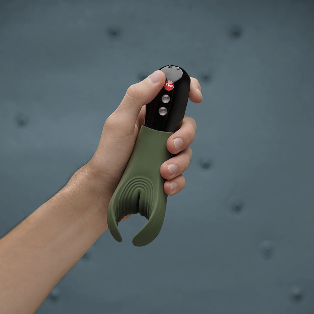 Fun Factory MANTA moss green-black - Moss Green 18 cm USB Rechargeable Mens & Couples Vibrator - FF000873DG01