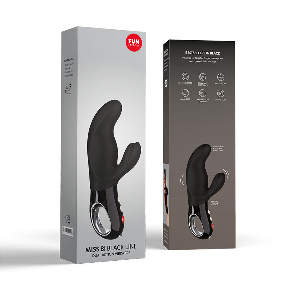 Fun Factory MISS BI black - Black 17 cm USB Rechargeable Rabbit Vibrator - FF000875BK01