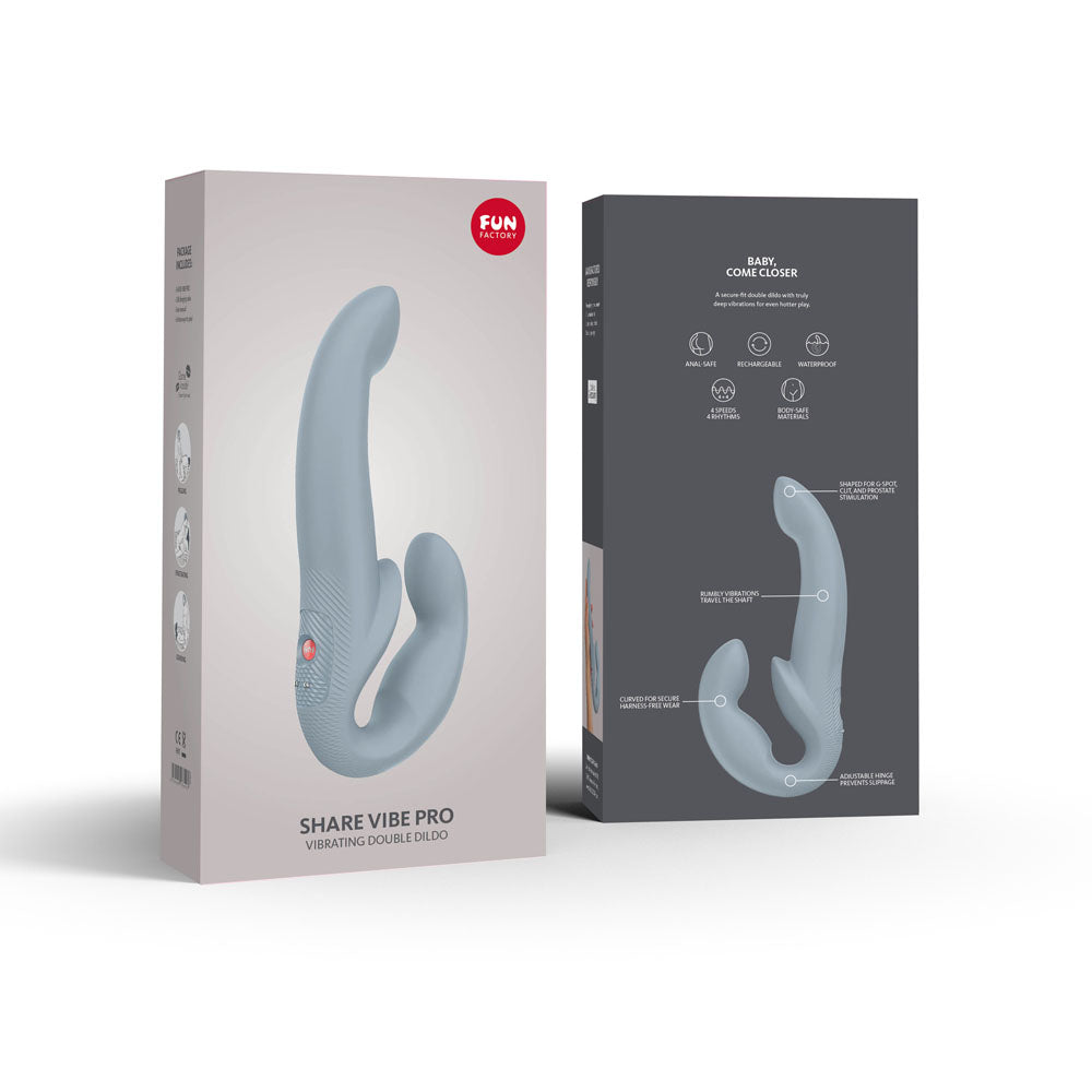 Fun Factory SHARE VIBE PRO cool grey - Grey USB Rechargeable Strapless Strap-On - FF000881LR01