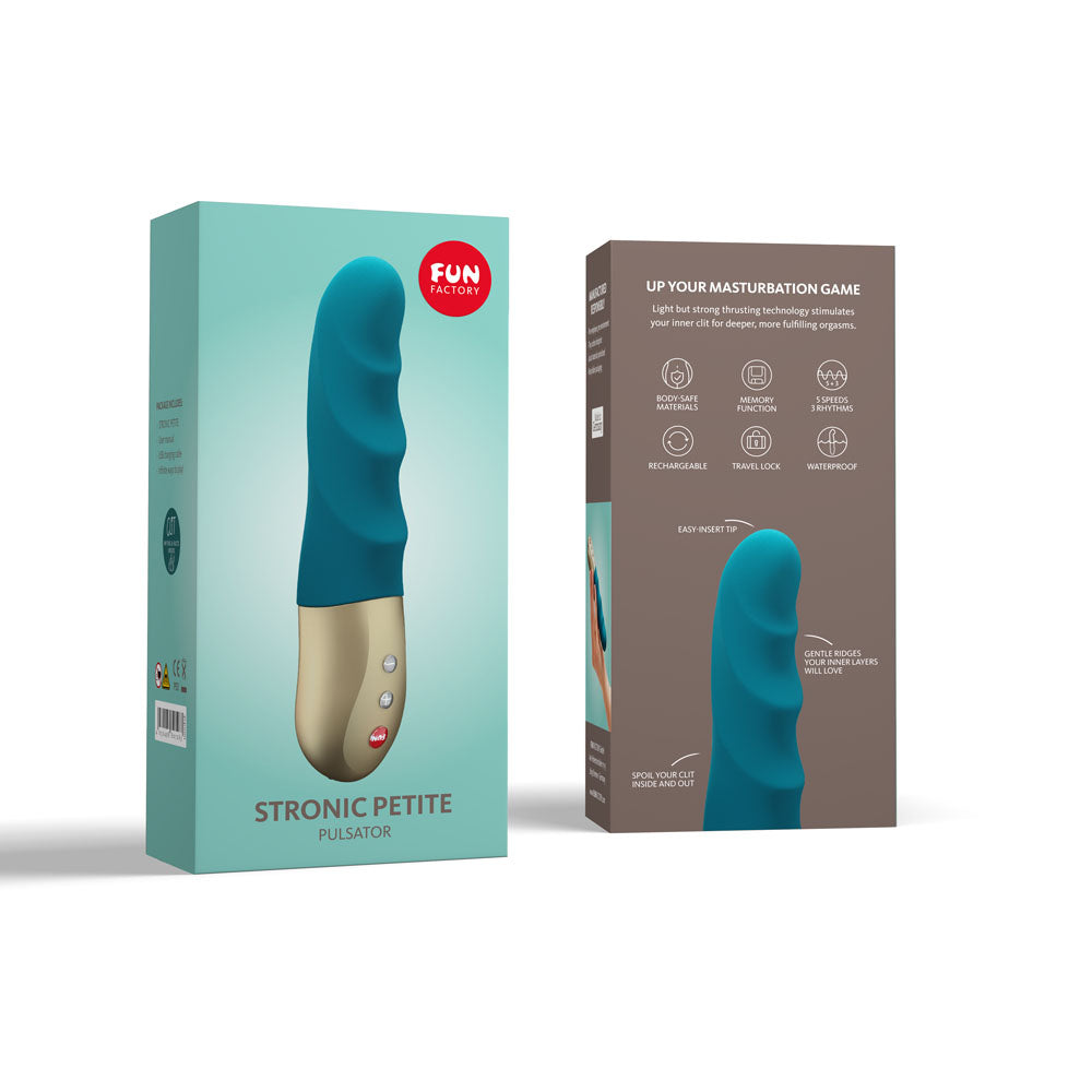 Fun Factory STRONIC PETITE deep sea blue - Deep Sea Blue 17 cm USB Rechargeable Thrusting Vibrator - FF000886PT01