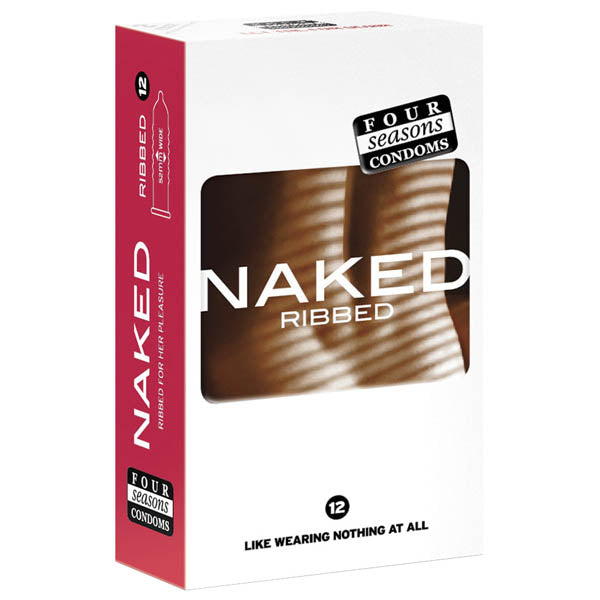 Four Seasons Naked Ribbed - Ultra Thin Ribbed & Lubed Condoms - 12 Pack - FOR024