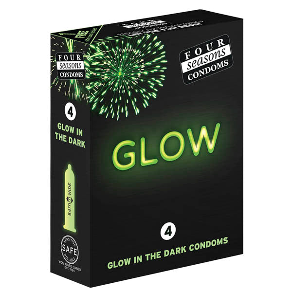 Four Seasons Glow N' Dark Condoms - Glow In The Dark Lubricated Condoms - 4 Pack - FOR067