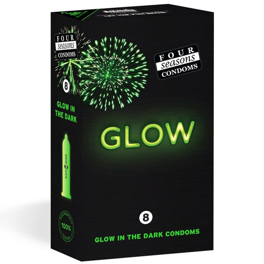 Four Seasons Glow N' Dark Condoms - Glow In The Dark Lubricated Condoms - 8 Pack - FOR068