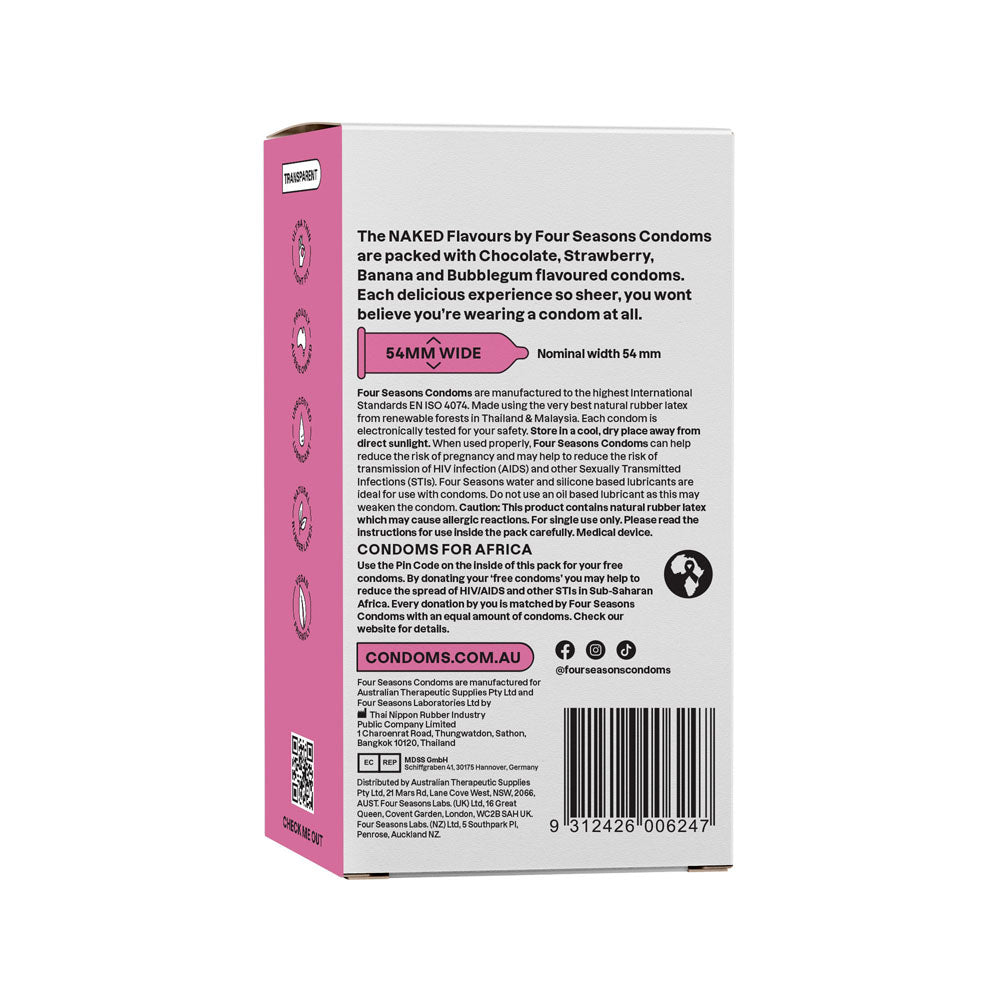 Four Seasons Naked Flavours - Ultra Thin Flavoured Condoms - 12 Pack - FOR119