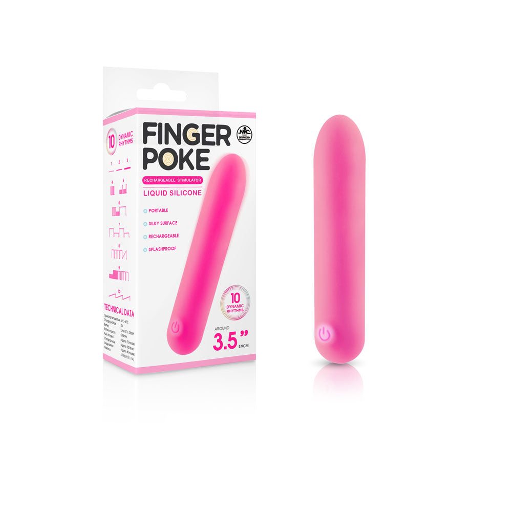 Finger Poke - Pink - Pink 8.9 cm USB Rechargeable Bullet - FPBQ017A00-027