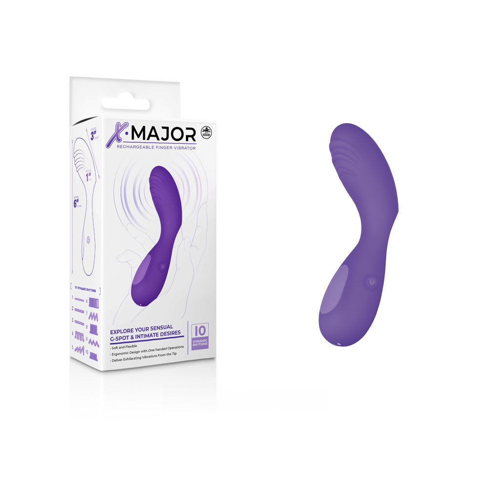 X Major Finger Vibe - Purple - Purple USB Rechargeable Finger Stimulator - FPBQ032A00-022