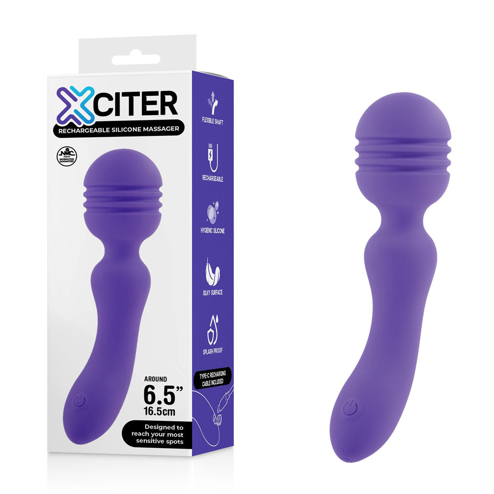 Xciter - Purple - Purple 16.5 cm USB Rechargeable Massage Wand - FPBQ048A00-022