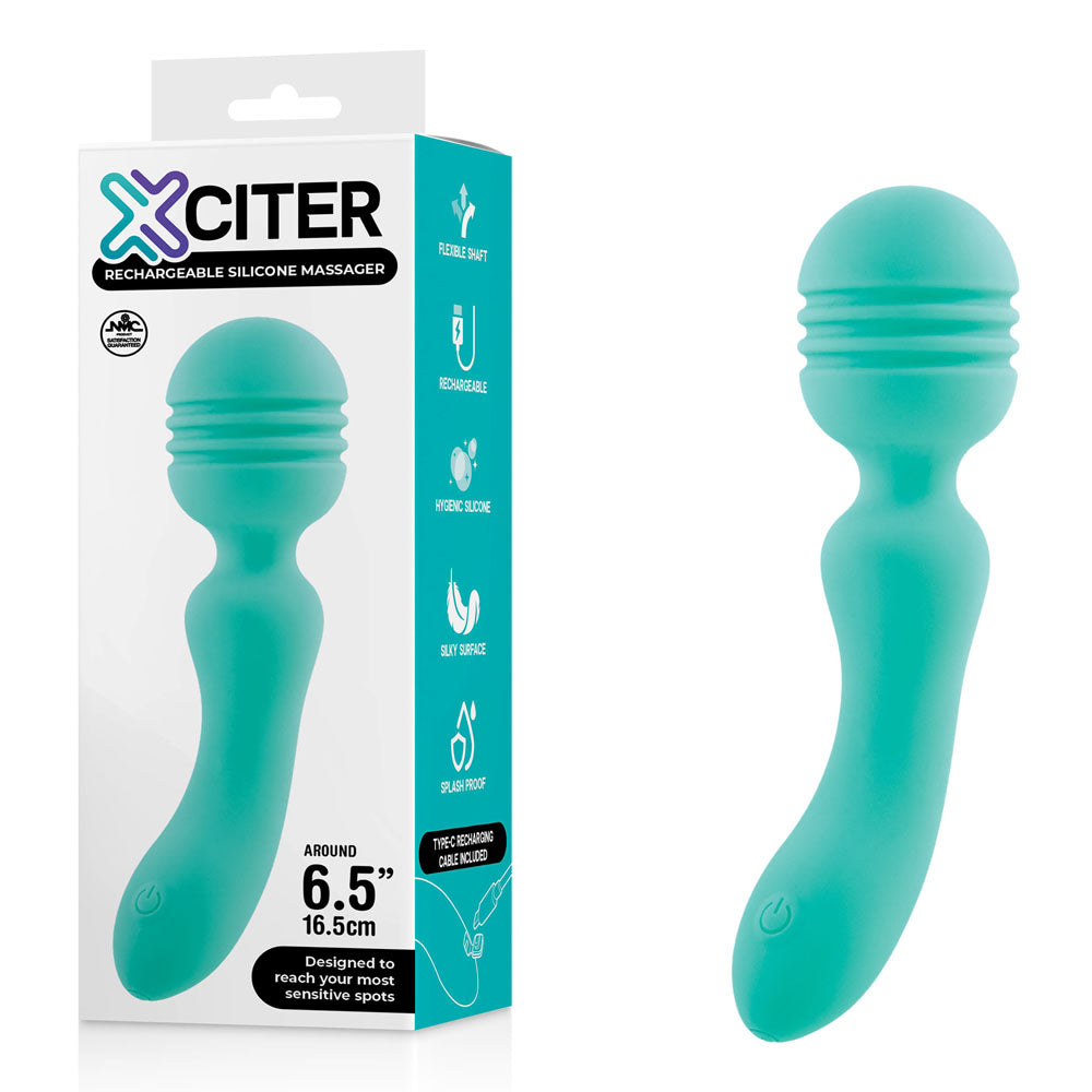 Xciter - Teal - Teal 16.5 cm USB Rechargeable Massage Wand - FPBQ048A00-026