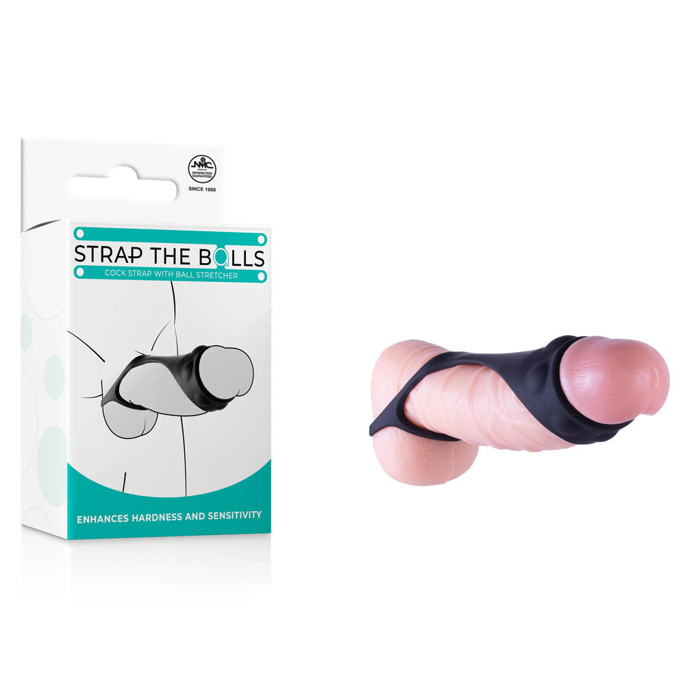 Strap The Balls - Black Cock Strap with Ball Stretcher - FRQ003A000-010