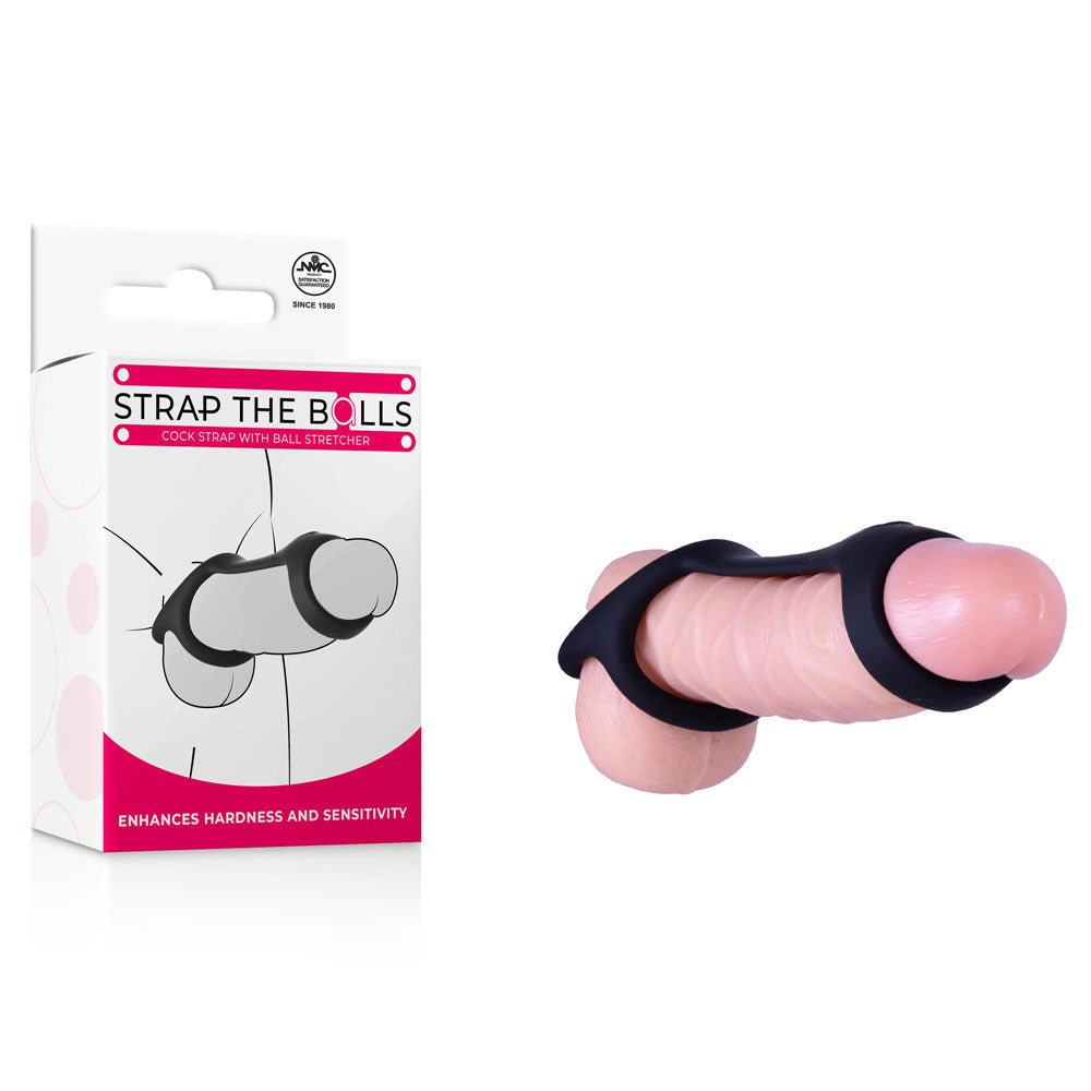 Strap The Balls - Black Cock Strap with Ball Stretcher - FRQ004A000-010
