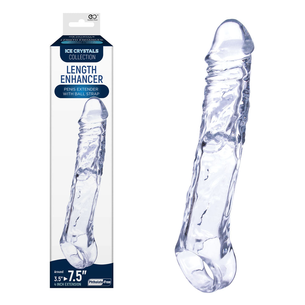Ice Crystals 4 Inch Length Enhancer - Clear 4 Inch Penis Extension Sleeve - FSQ003A000-050