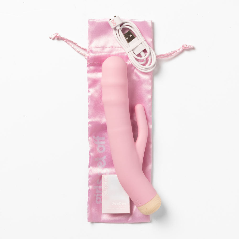 Girls Get Off - DeeDee - Pink 19 cm USB Rechargeable Thrusting Rabbit Vibrator - GGODD-2