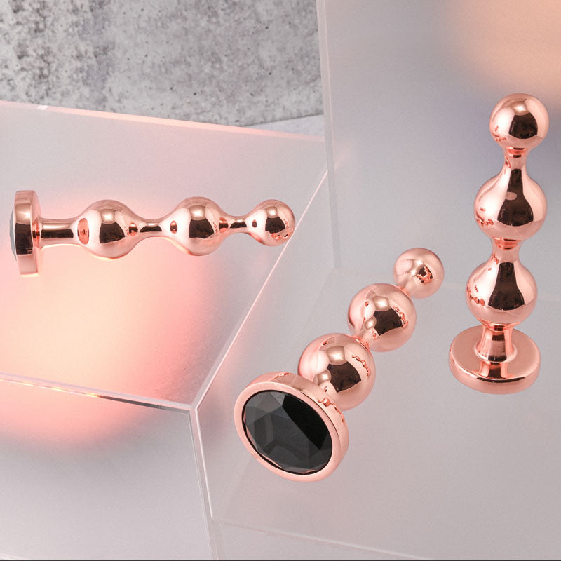 Gender X GOLD DIGGER SET - Rose Gold Metallic Butt Plugs - Set of 3 Sizes - GX-BP-9154-2