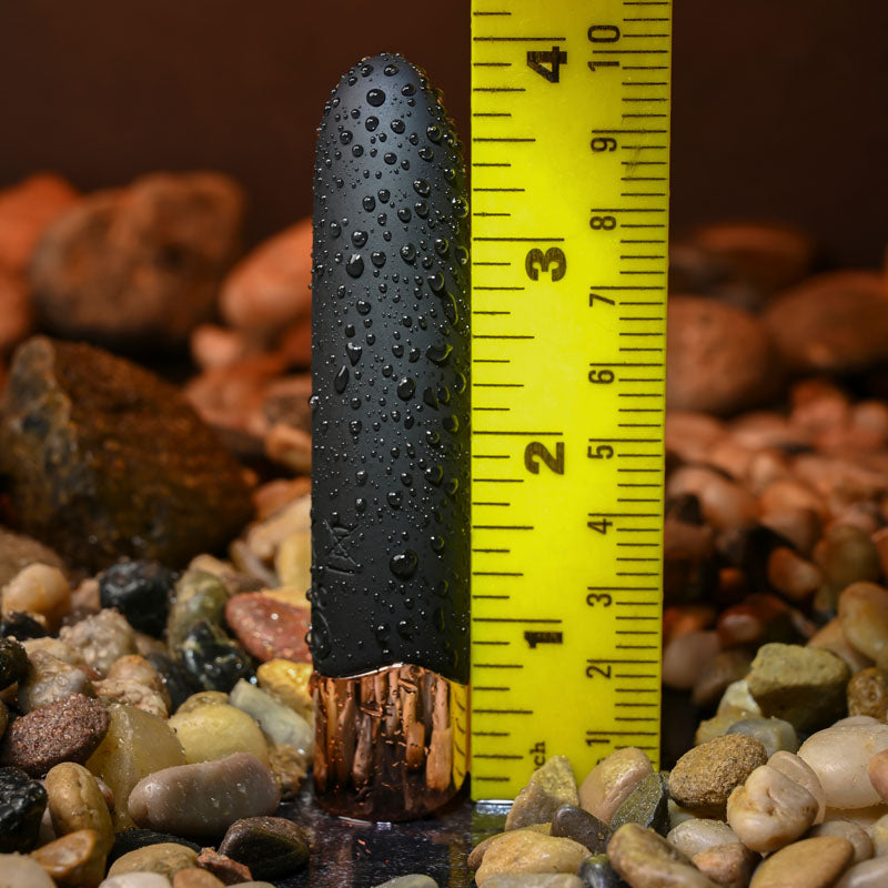 Gender X THE GOLD STANDARD - Black/Rose Gold 10 cm USB Rechargeable Bullet - GX-RS-1072-2