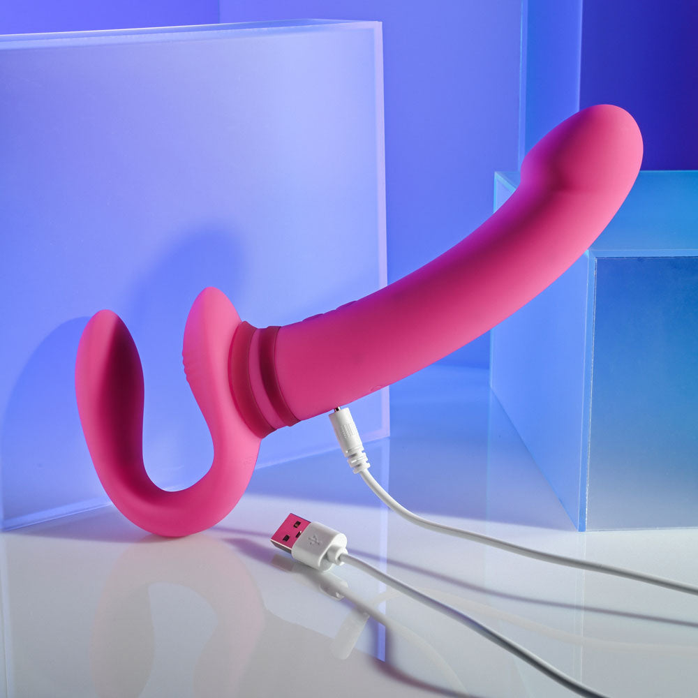 Gender X SHARING IS CARING - Pink 21.9 cm USB Rechargeable Strapless Strap-On - GX-RS-3748-2