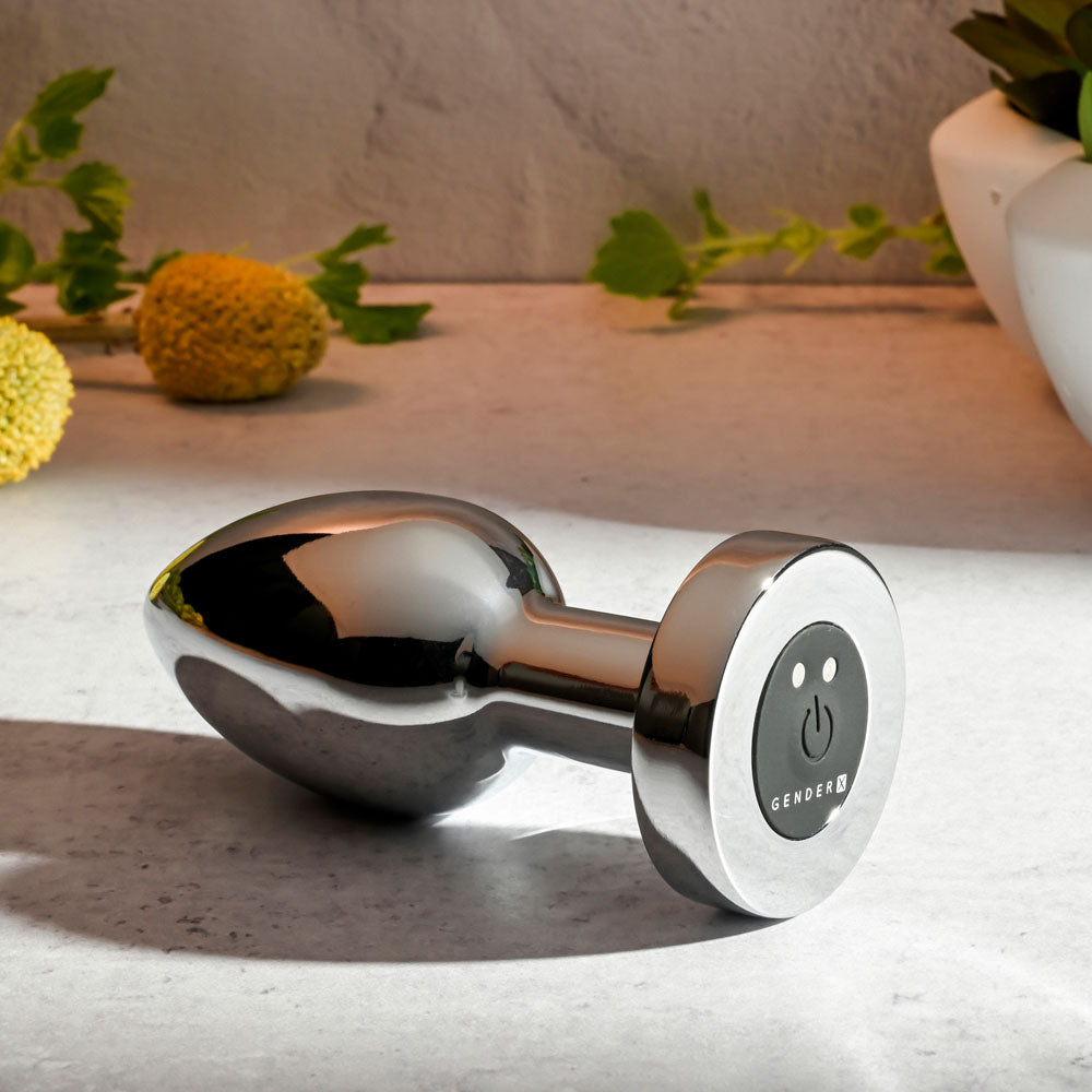 Gender X ROCKIN METAL PLUG XL - Chrome 10.5 cm USB Rechargeable Vibrating XL Butt Plug - GX-RS-3816-2