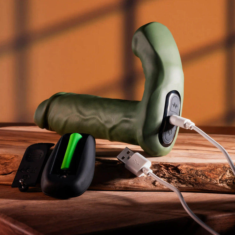Gender X THE HUNK - Green 15.2 cm USB Rechargeable Thrusting Vibrator with Remote - GX-RS-5568-2