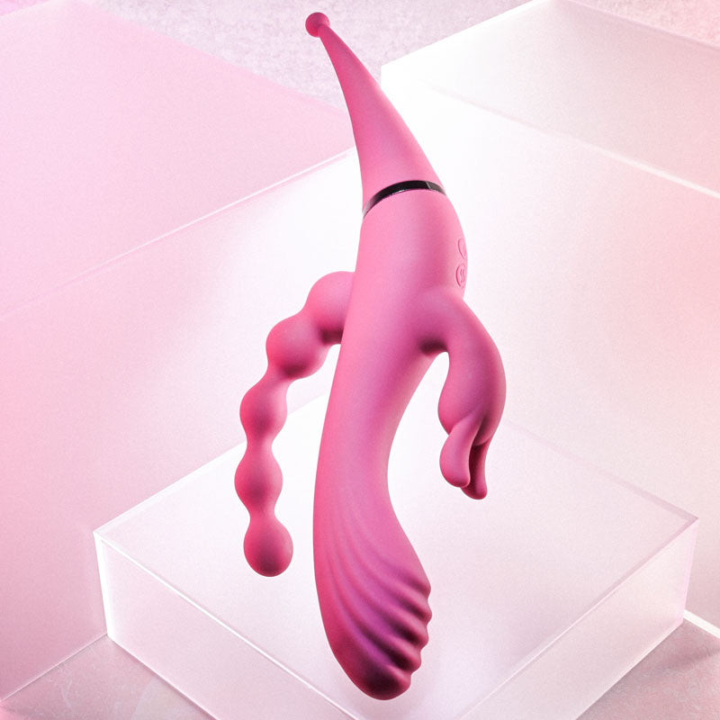 Gender X FOUR BY FOUR - Pink 27.5 cm USB Rechargeable Multi Vibrator - GX-RS-8867-2