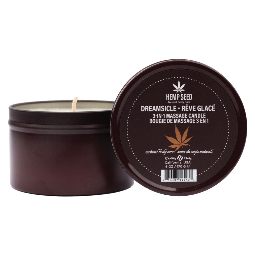 Hemp Seed 3-In-1 Massage Candle - Dreamsicle (Tangerine & Plum) - 170 g - HSC006