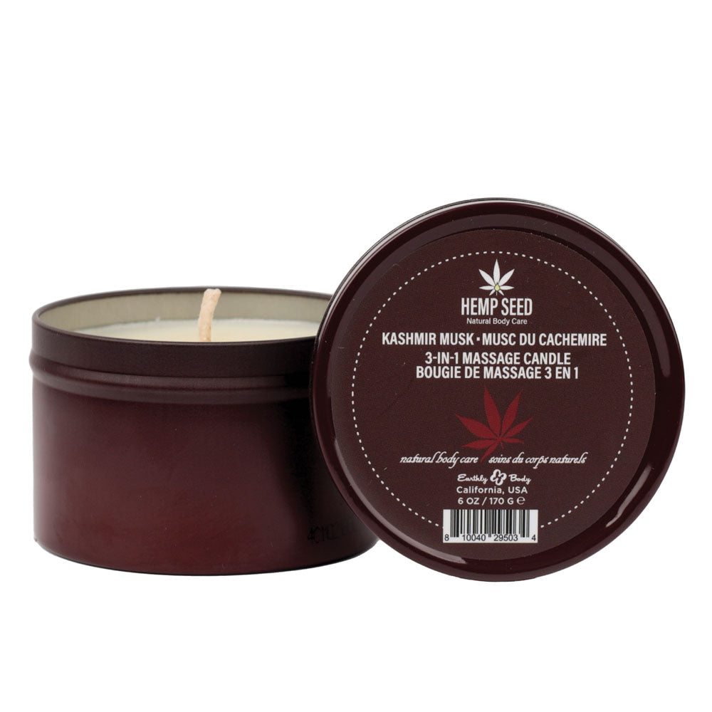 Hemp Seed 3-In-1 Massage Candle - Kashmir Musk (Brandy, Magnolia & Vanilla Musk) - 170 g - HSC013