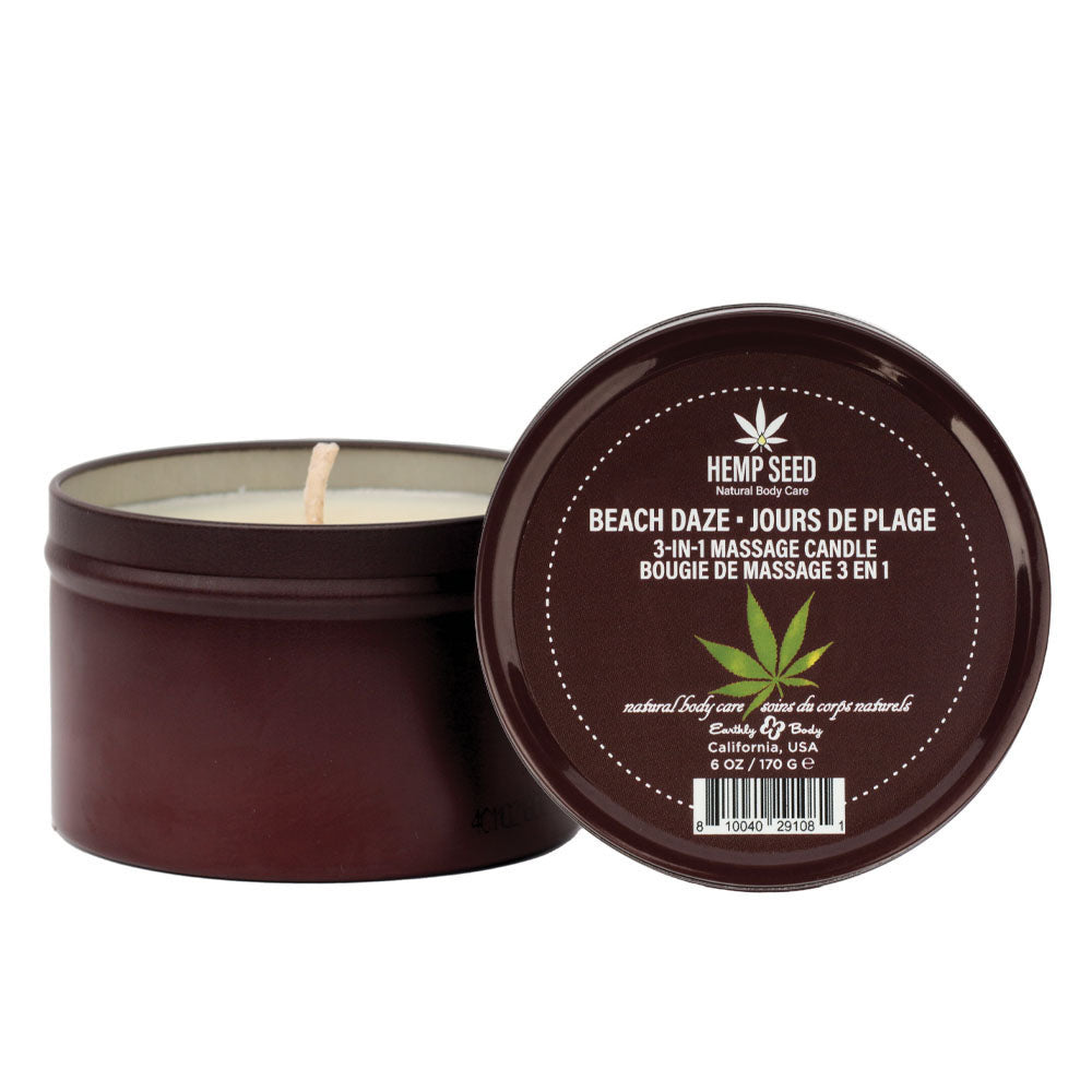 Hemp Seed 3-In-1 Massage Candle - Beach Daze (Coconut & Pineapple) Scented - 170 g - HSC045