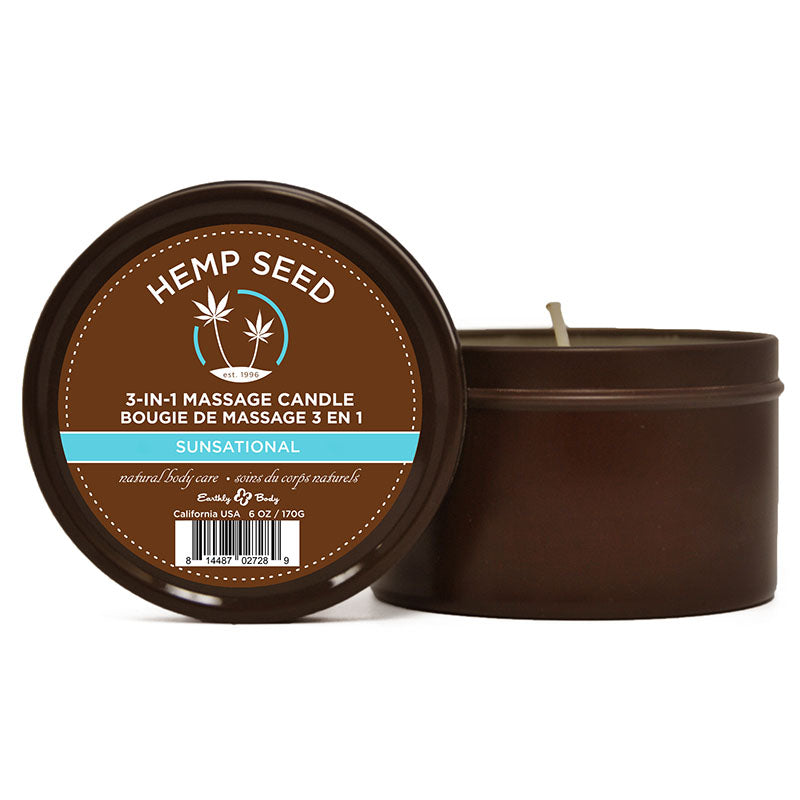 Hemp Seed 3-In-1 Massage Candle - Sunsational (Italian Bergamot, Juniper Berries & White Wood)- 170 g - HSC046