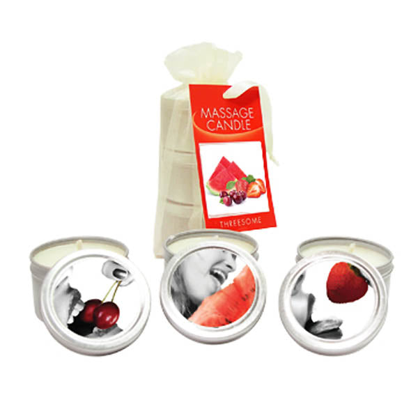 Edible Massage Candle Threesome - Cherry, Strawberry & Melon Flavoured Candles - 3 Pack - HSCK200