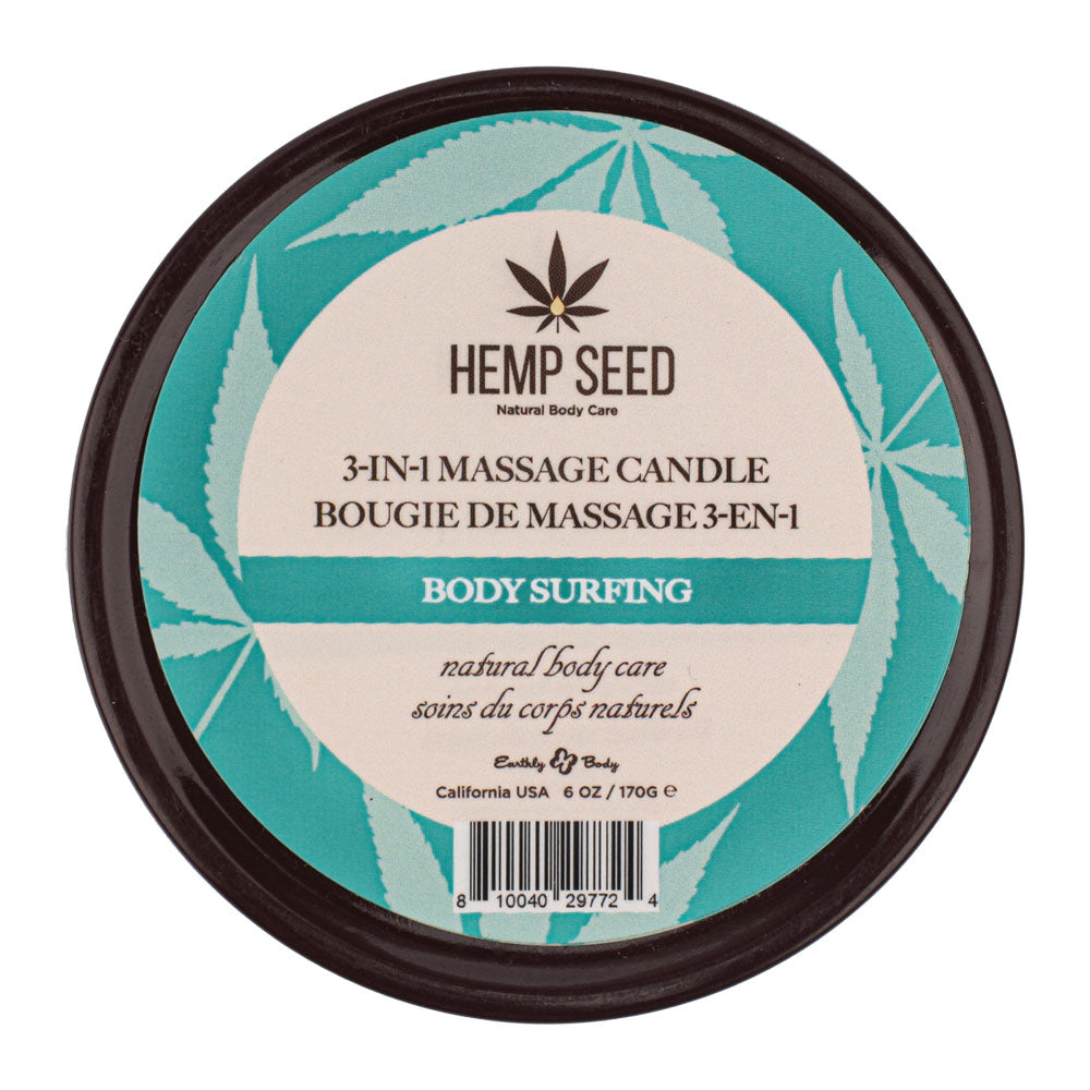 Hemp Seed 3-In-1 Massage Candle - Body Surfing (Aquatic Notes, Magnolia, Solar Florals) Scented - 170 g - HSCS025A