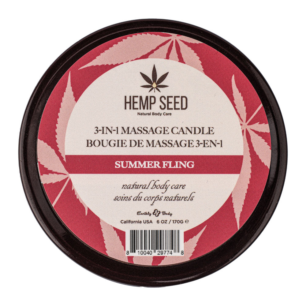 Hemp Seed 3-In-1 Massage Candle - Summer Fling (Juicy Pear, Violet, Radiant Amber) Scented - 170 g - HSCS025C