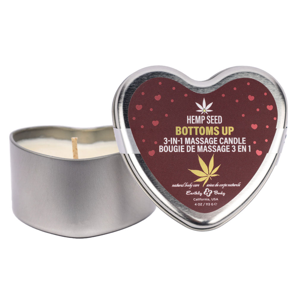 EB Hemp Seed 3 in 1 Massage Heart Candle - Bottom's Up - Bottoms Up (Wild Blueberries, Dewy Meadow-grass, Sweet Wildflowers) - 113 g - HSCV025B
